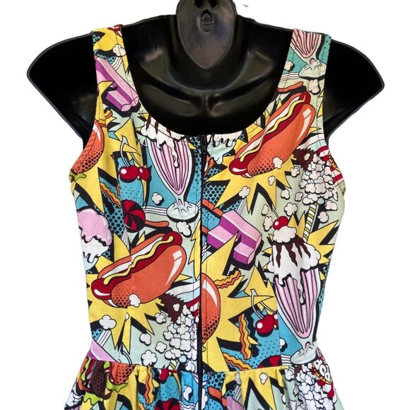 Fun Comic Book Pop Sleeveless Fit & Flare Retro Above Knee Dress Women’s S - Picture 7 of 11